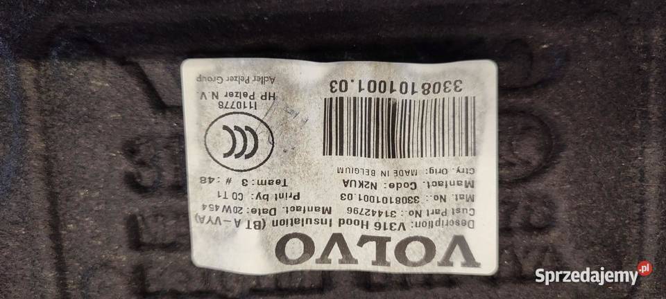 VOLVO XC40 WYGŁUSZENIE MASKI 31442796