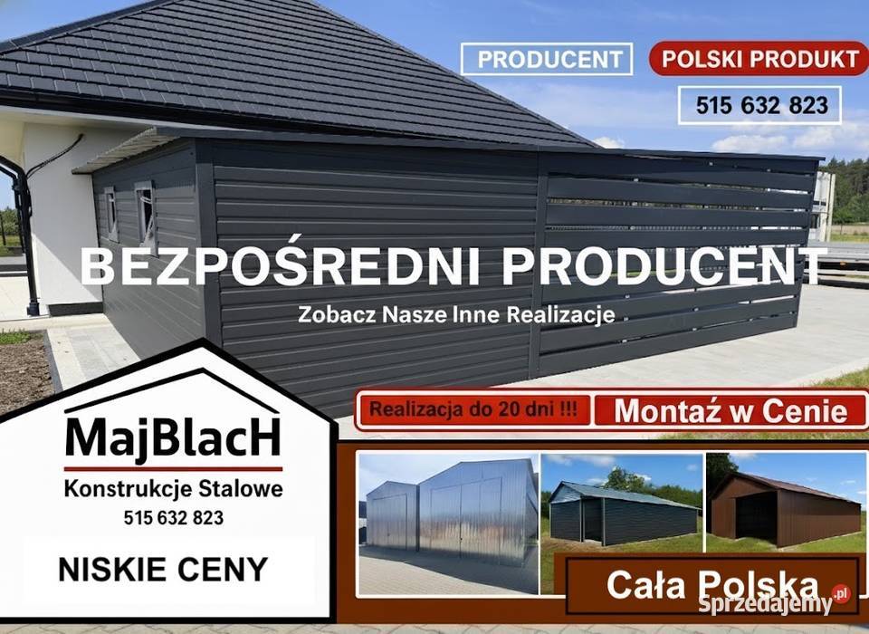 Garaż Blaszany Dwuspadowy Popielaty Wiata Hala Zwoleń sprzedam