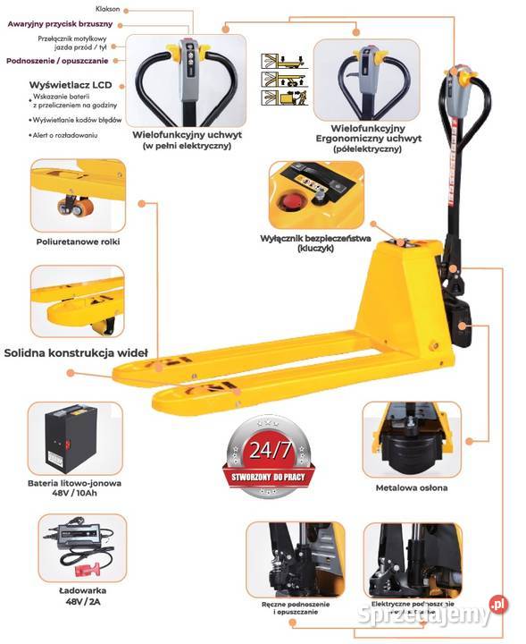 Wózek paletowy pełny elektryczny EPT15H widły Kornica
