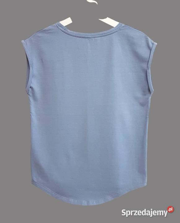 Damska bluzka bawełniana niebieska z krótkim Chrzanów