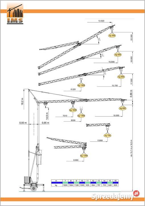 Dźwig dekarski budowlany szybko montujący