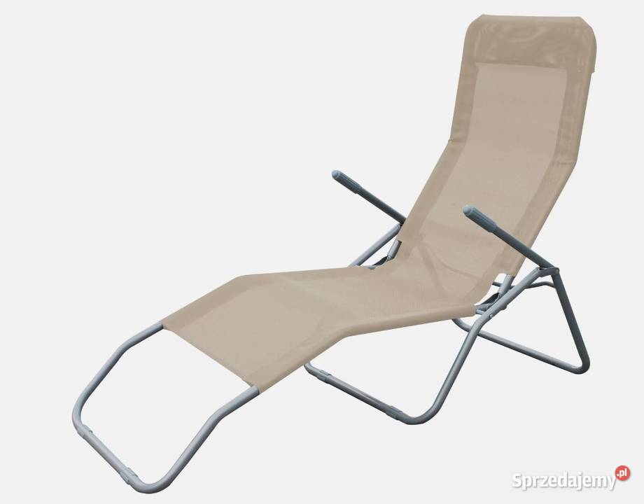 Zestaw 2 leżaków składane beżowe do ogrodu na Wrocław