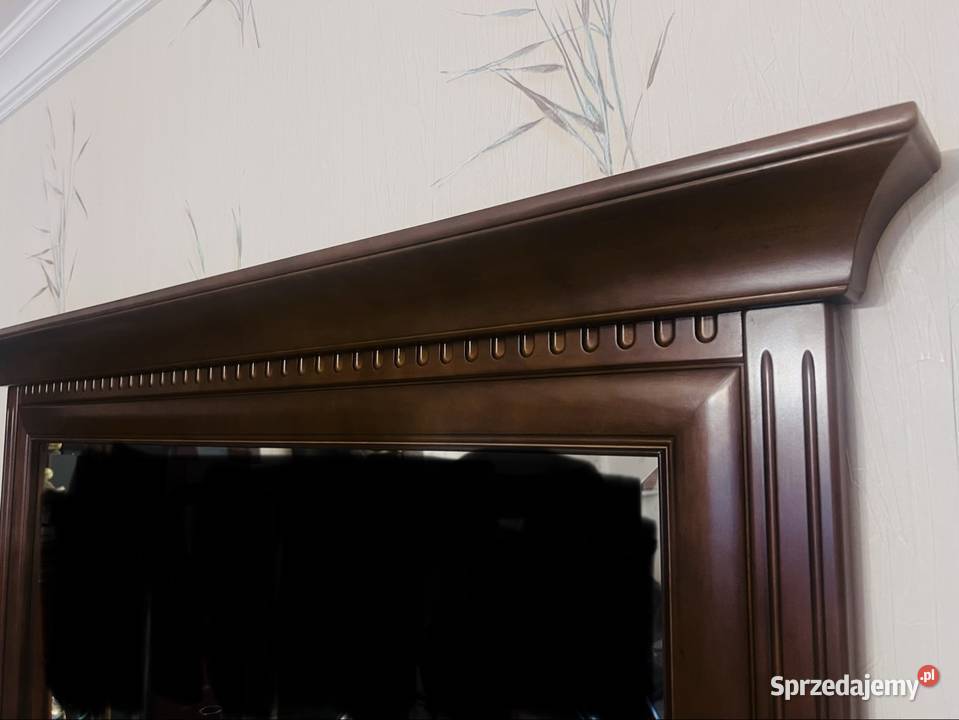 Piękne drewniane duże lustro kryształowe Żary