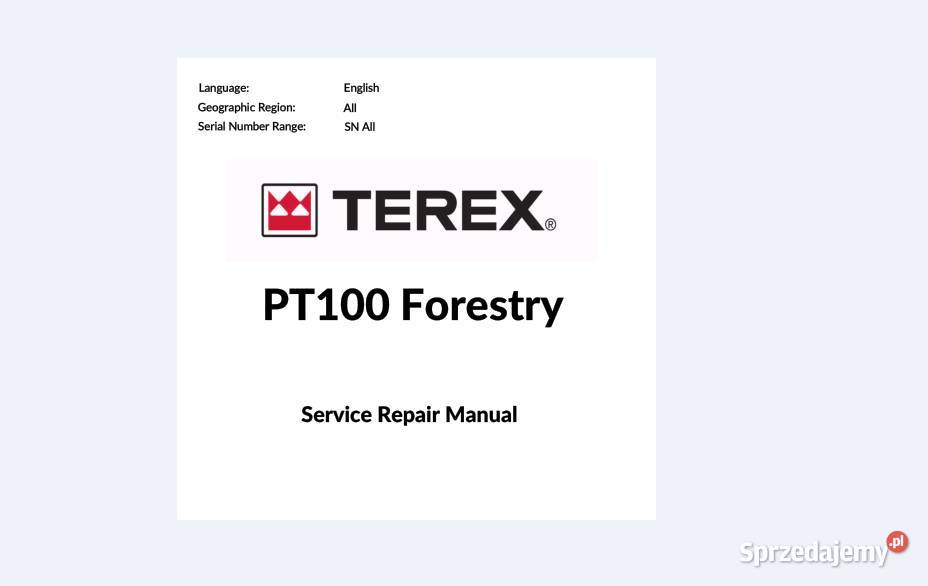 Terex PT100 ROW katalog części instrukcja napraw Kielce