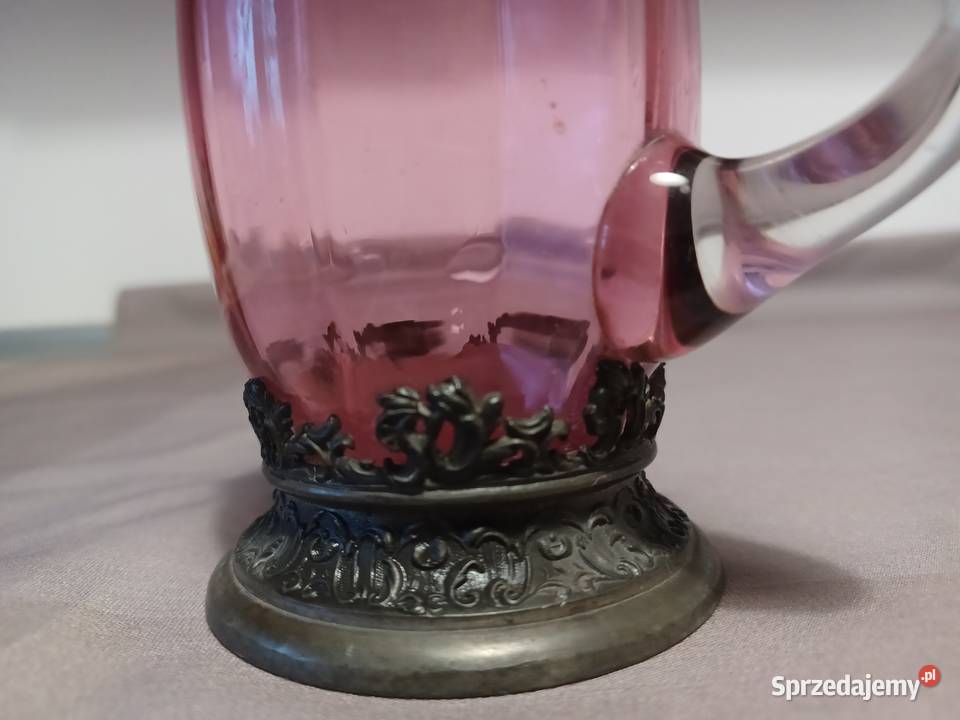 Piękny szklany z koń 1800 r dzbanek na wino Wrocław