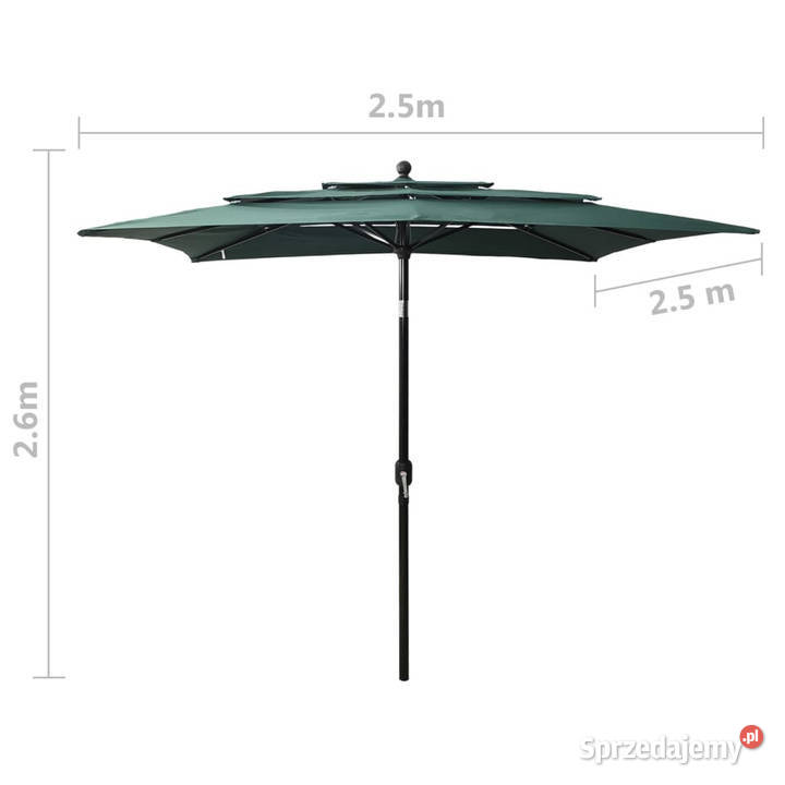 3poziomowy parasol na aluminiowym słupku zielony Warszawa