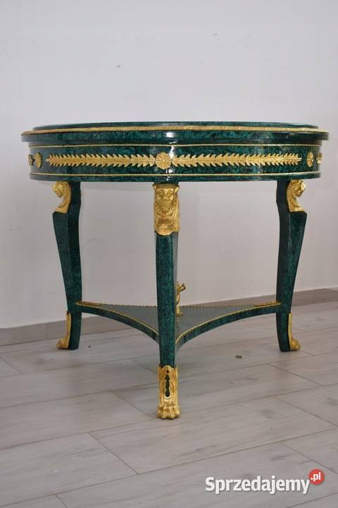 Królewski Drewniany Stół Vintage Malachit Kolor