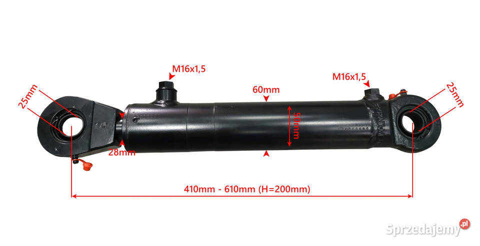 SIŁOWNIK Hydrauliczny 50x28 Skok 200 Mocowania Solec Kujawski