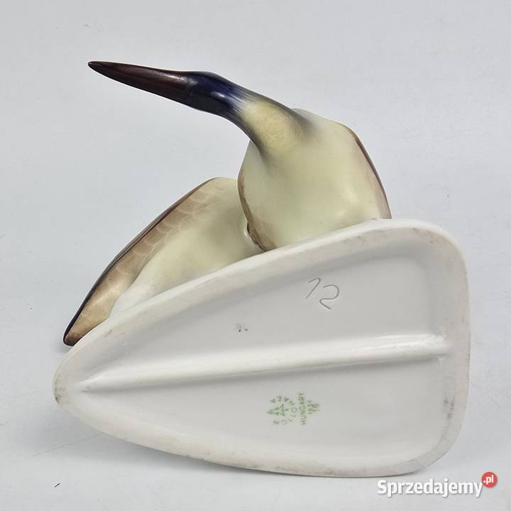 Dwa ptaki Ibisy porcelana Hollohaza Węgry lata Bronisze