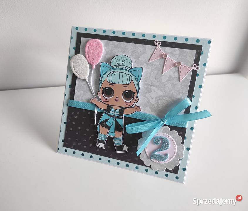 Kartka ręcznie robiona na urodziny dziewczynki sprzedam