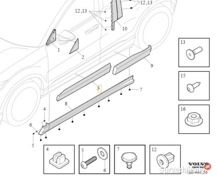 VOLVO EX30 listwa ozdobna nakladka drzwi prawy dolnośląskie