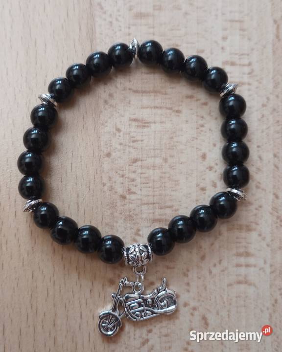 Bransoletka z koralików onyksowych z zawieszką Sosnowiec sprzedam