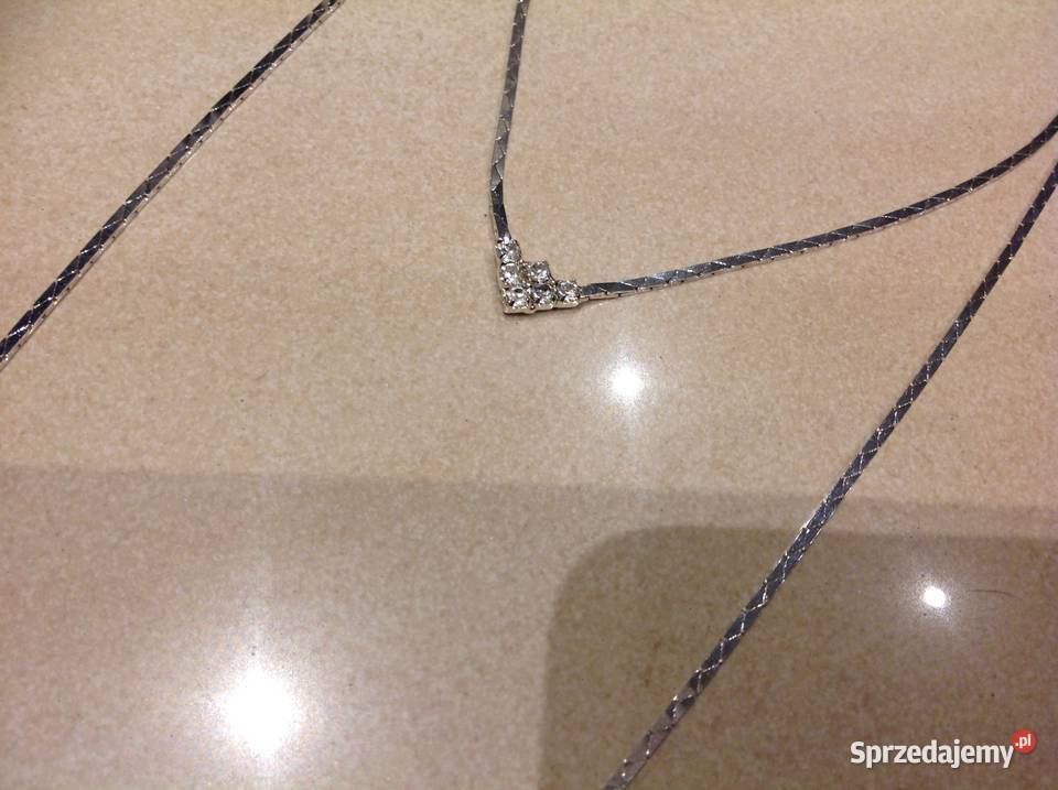 Srebrny Choker Łancuszek cyrkonie Nowa Sól