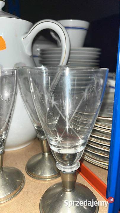 Kieliszek na cynowej nóżce Szlif w gwiazdki Gdańsk