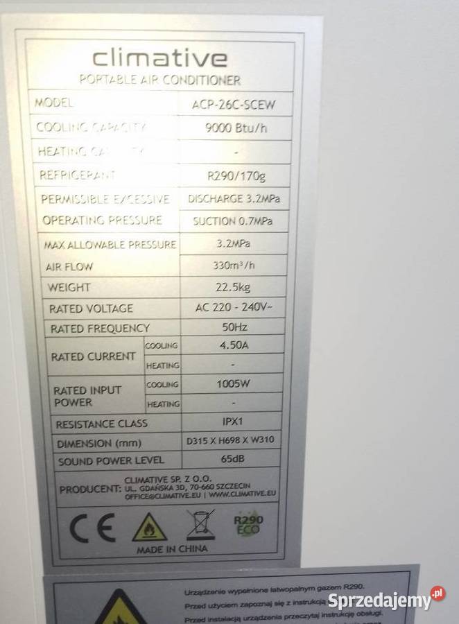 Klimatyzator Climative sprzedam