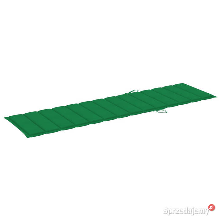Leżak z zieloną poduszką lite drewno tekowe sprzedam