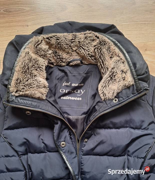 Śliczna granatowa kurtka ocieplana pikowana z Kurtki i płaszcze Kraków sprzedam