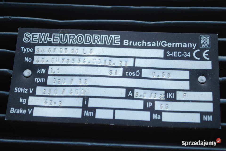 Motoreduktor kątowy 11kw 12obrmin SEW SA67DT90L6 Biznes i Przemysł Kargowa sprzedam