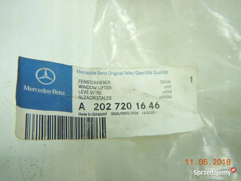 MECHANIZM PODNOSZENIA SZYBY PRAWY PRZÓD MERCEDES osobowe Motoryzacja sprzedam