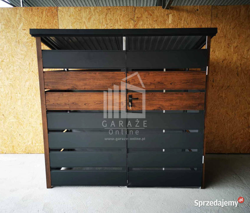 Wiata śmietnikowa spad tył 2x06m Antracyt drewno Architektura ogrodowa kujawsko-pomorskie Toruń