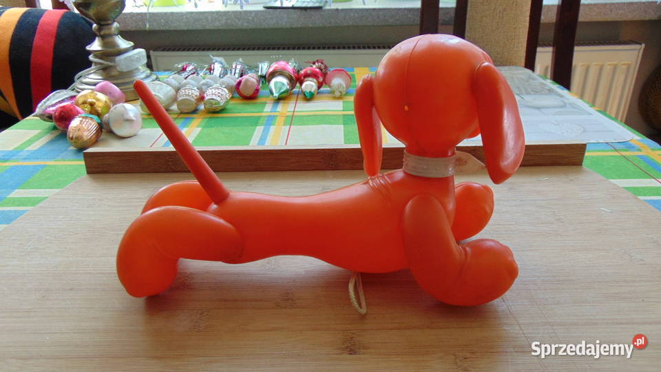 Zabawka z czasów PRL piesek pomarańczowy zozolek Białystok