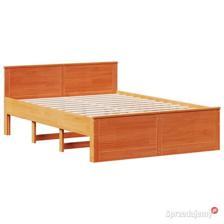 Łóżko bez materaca z wezgłowiem woskowy brąz 144cm sprzedam