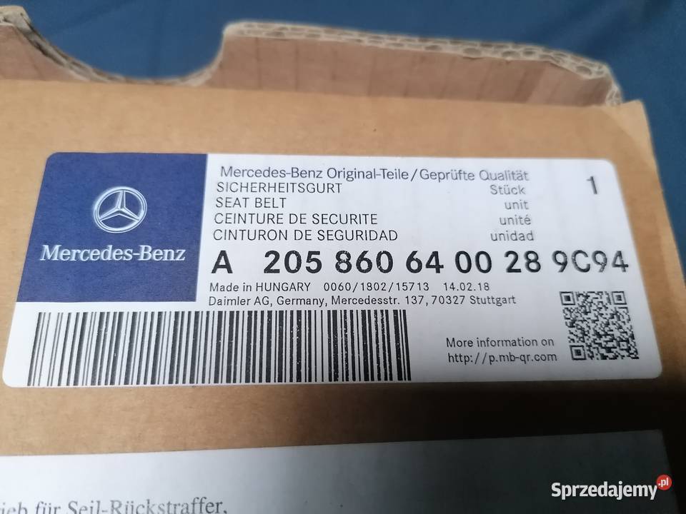 MERCEDES GLC W253 C KLASA W205 PAS PASAŻERA Września sprzedam