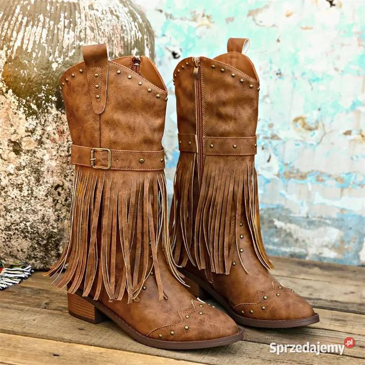 Western Cowboy kozaki frędzle 4 kolory Świdnica sprzedam