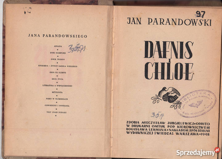 02009 DAFNIS I CHLOE JAN PARANDOWSKI Czyrna sprzedam