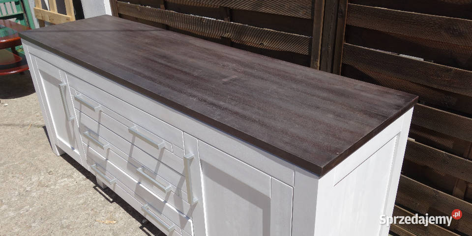 Komoda drewniana kredens biała duża szer201 Warszawa