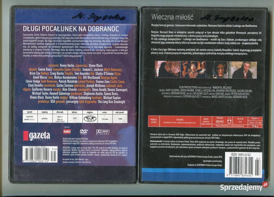 Wieczna miłość Długi pocałunek na dobranoc 2 1 płyta Filmy Szczecin sprzedam
