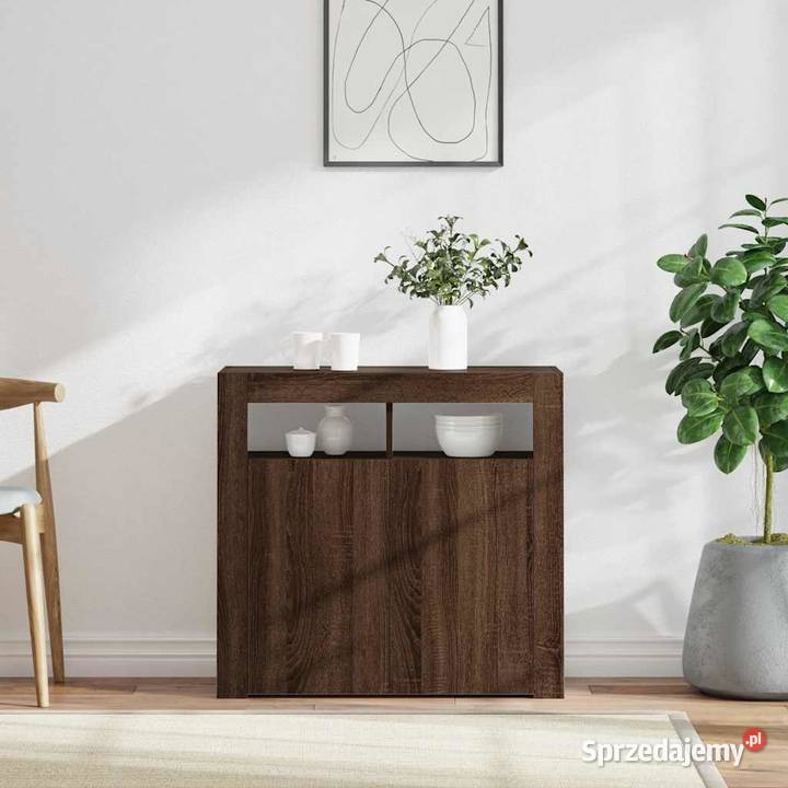 Szafka z oświetleniem LED brązowy dąb 80x35x75