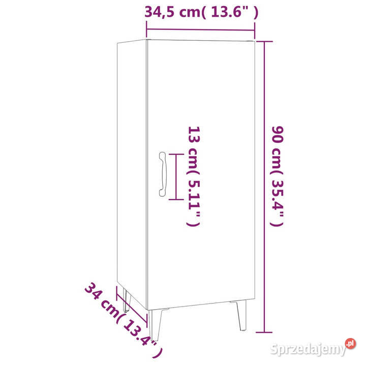 Szafka biała 345x34x90 materiał drewnopochodny