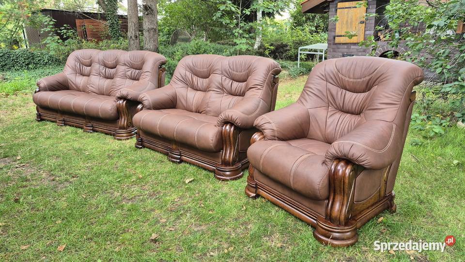 Komplet wypoczynkowy 3 2 1 Nowa skóra naturalna