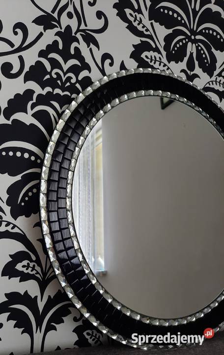 LUSTRO okrągłe glamour czarne kryształki podkarpackie sprzedam