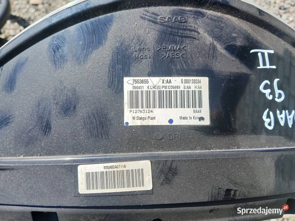 Licznik zegary prędkościomierz 7553655 Saab 93 Radłów