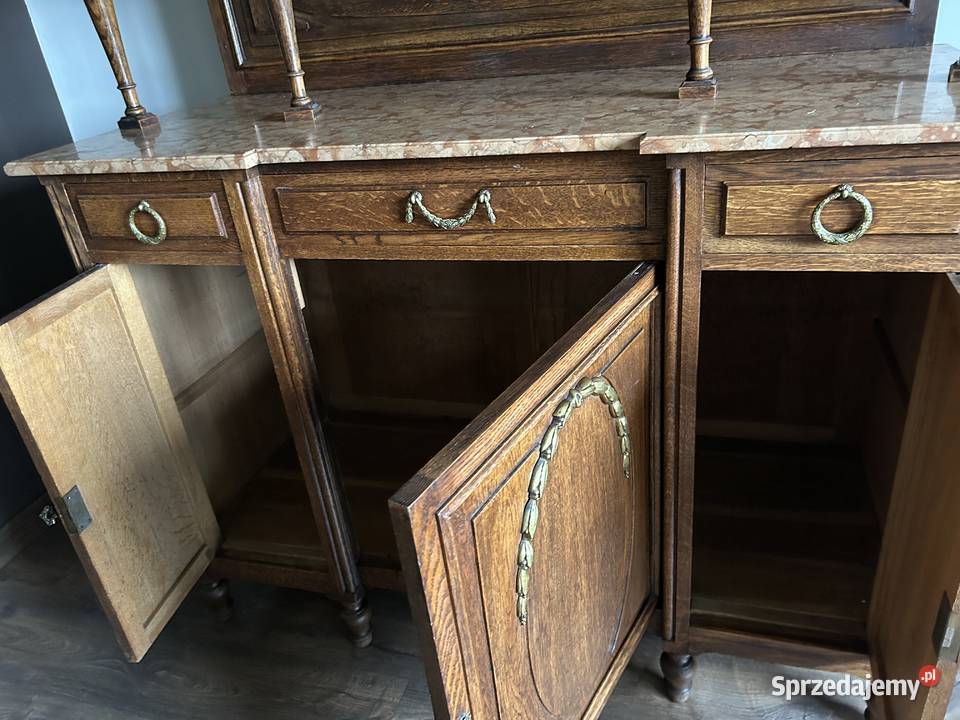 Stary dębowy kredens szybki frezowane Poznań sprzedam