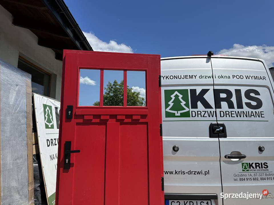 Drzwi zewnętrzne drewniane RĘKI CZERWONE kujawsko-pomorskie Grzybno