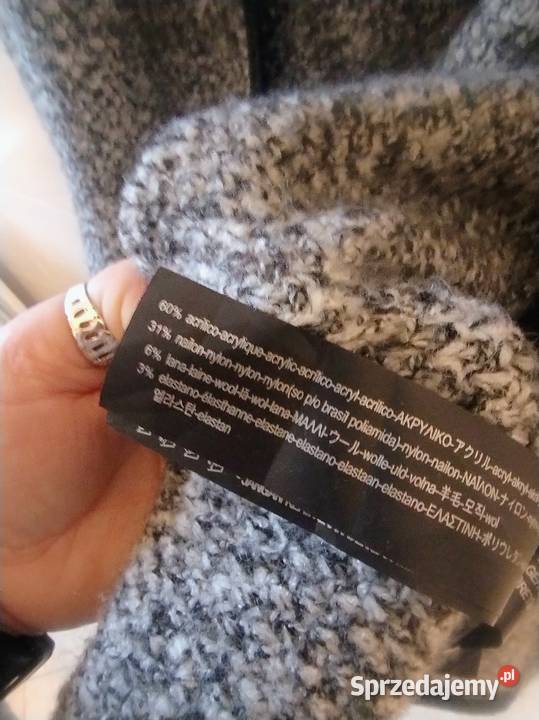Narzutka blezer sweter Zara KNIT rozmiar L szary/srebrny Nowy Sącz