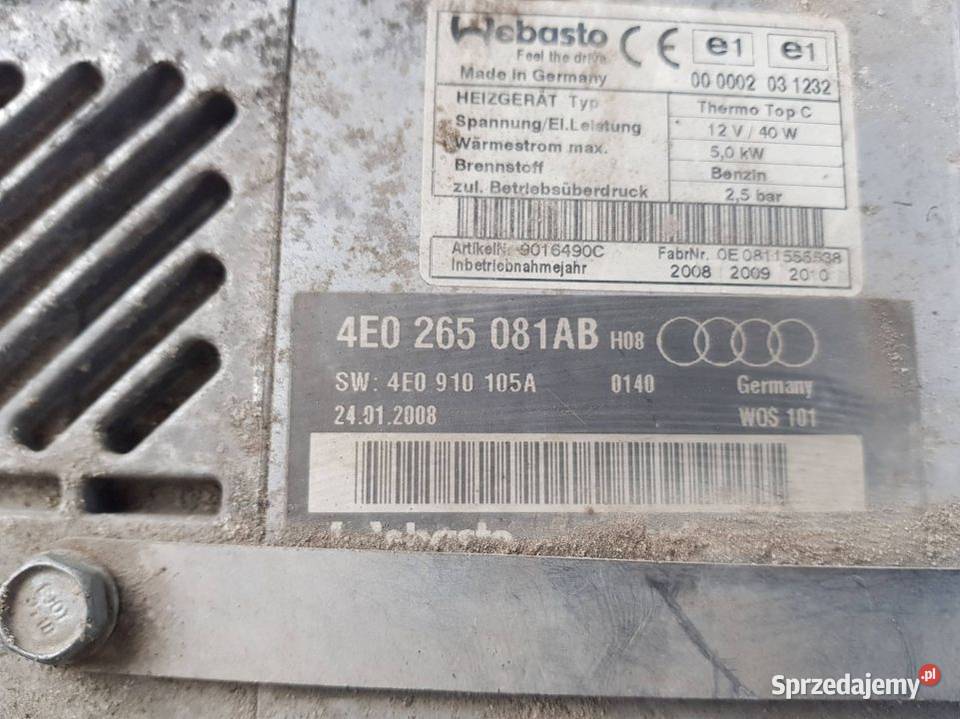 WEBASTO 4E0265081AB AUDI A8 D3 LIFT Lipno sprzedam