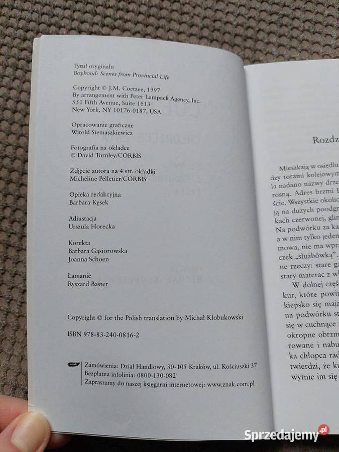 Chłopięce lata J M Coetzee Rok wydania 2007 małopolskie Kraków sprzedam