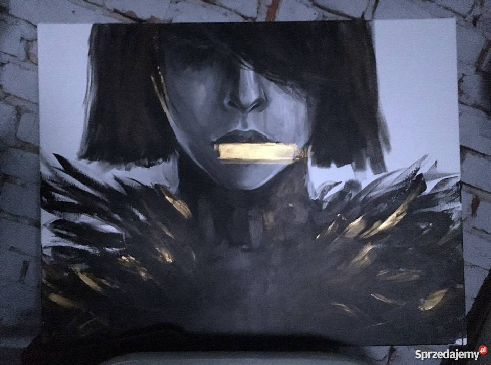 Duży obraz portret abstrakcja kobieta nowoczesny Warszawa