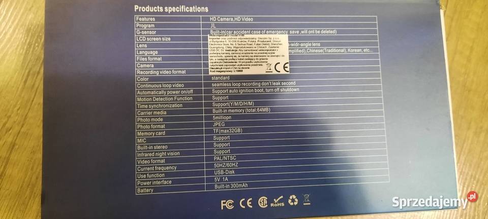 Videorejestrator samochodowy z kamerką cofania