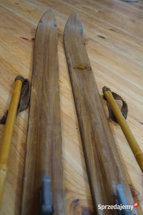 Stare narty jesionowe 200 z kijkami Pozostałe Pruchnik