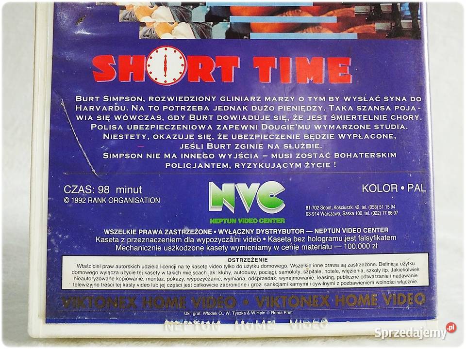 Kaseta VHS Short Time Wyścig z Czasem Film na Żary sprzedam