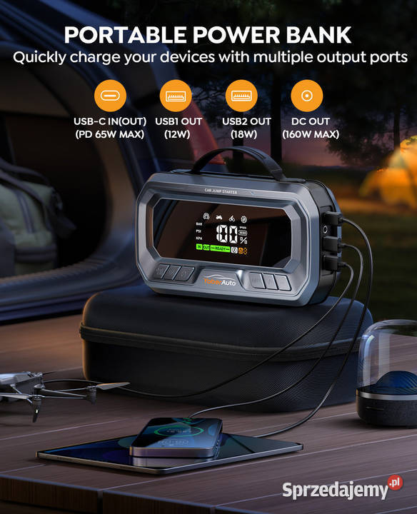 Yaber YA90 Jump Starter 6000A PowerBank PD 65W małopolskie Zamieście