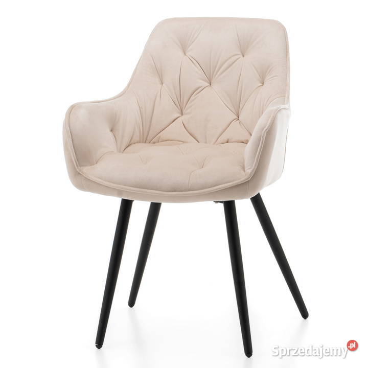 Beżowe Krzesło Tapicerowane Siena Wysyłka 24H 47cm Krzesła Tarchały Małe sprzedam
