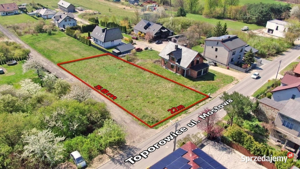 Działka budowlana 1296m2 Toporowice asfalt