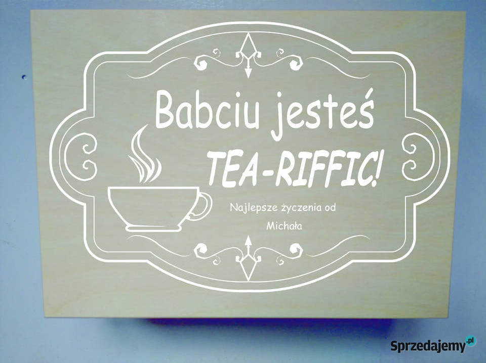 Drewniane PUDEŁKO 6 na herbatę dzień babci Czechowice-Dziedzice