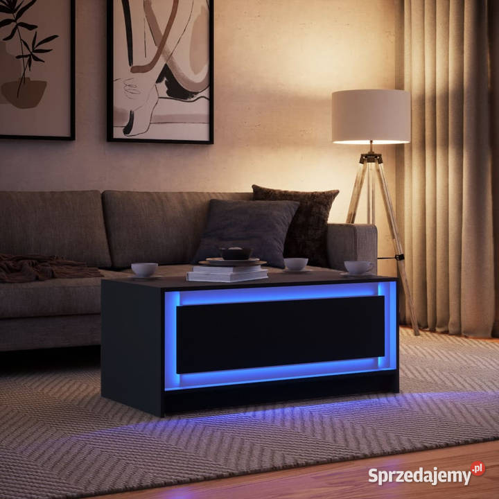 Stolik kawowy z LED czarny materiał Warszawa